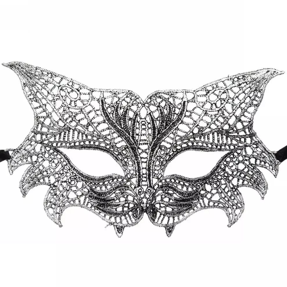 Маска кружево Тигрица серебряный 770-0329/2