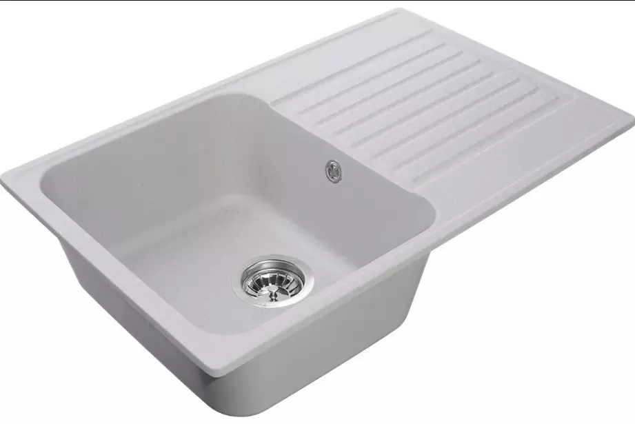 Кварцевая мойка для кухни 73х48х20 см Reflexion Bolero RF0574GR серый, прямоугольная с крылом