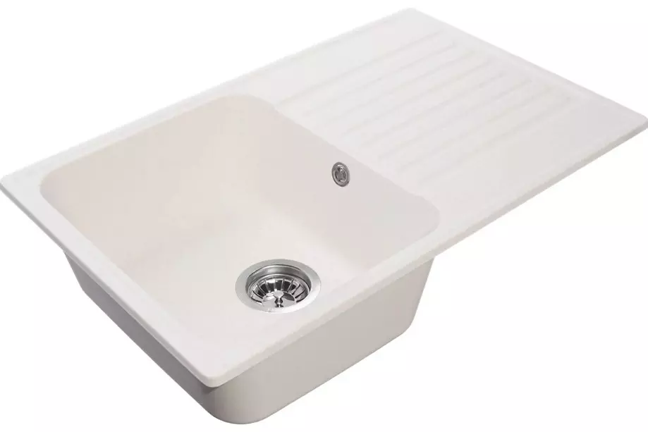 Кварцевая мойка для кухни 73х48х20 см Reflexion Bolero RF0574WH белый, прямоугольная с крылом
