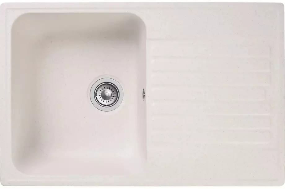 Кварцевая мойка для кухни 73х48х20 см Reflexion Bolero RF0574WH белый, прямоугольная с крылом