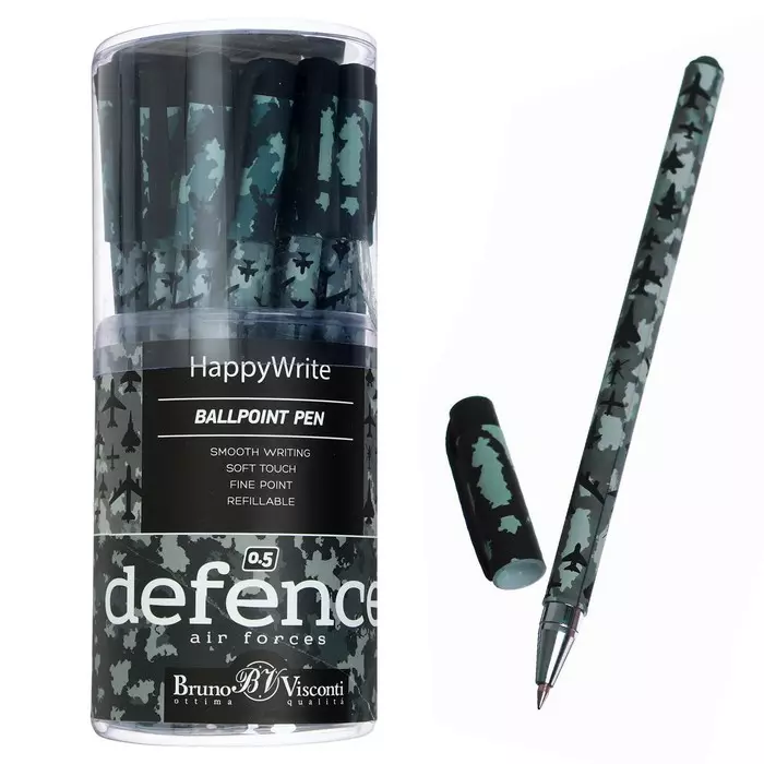 Шариковая ручка HappyWrite. Военный паттерн. Самолеты 0.5 мм, синяя