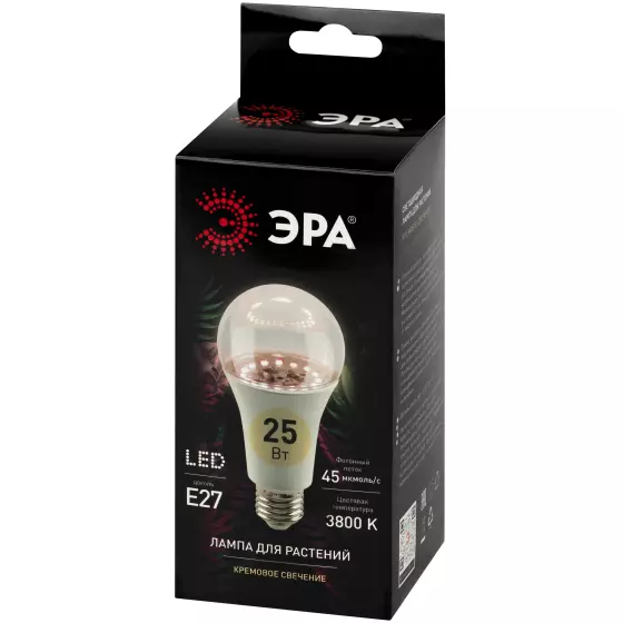 Лампа светодиодная для растений Е27 25Вт полный спектр ЭРА Б0069713