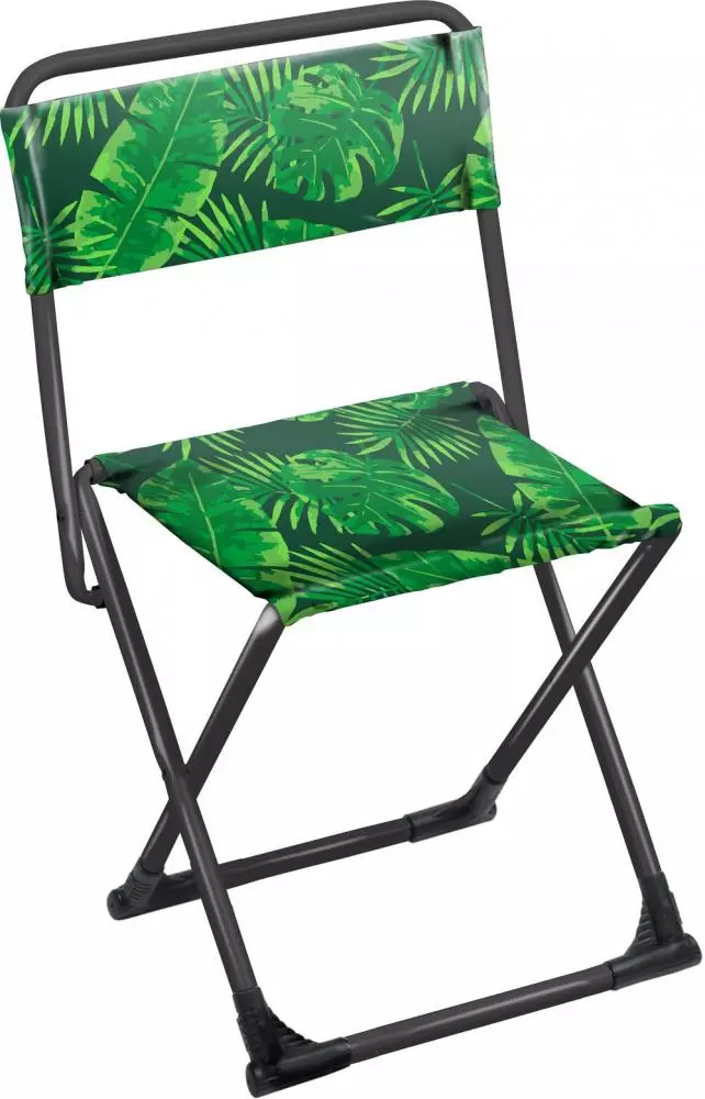 Складной стул походный ПС3/2 с тропическими листьями на темном