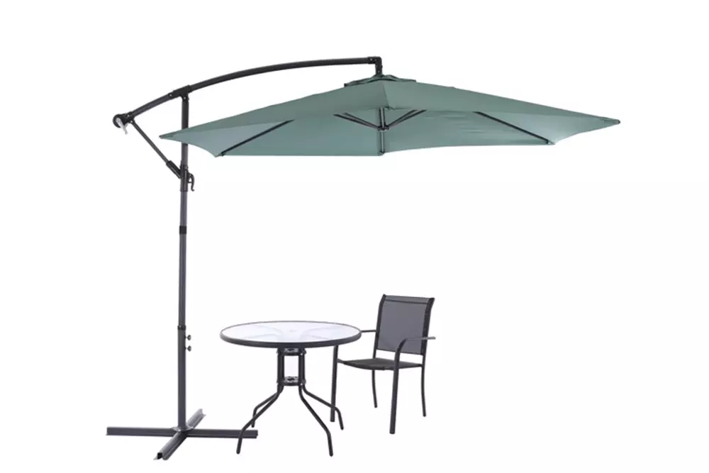 Зонт садовый на боковой опоре с рукояткой. Размер: Dia3xH2.4м зеленый 