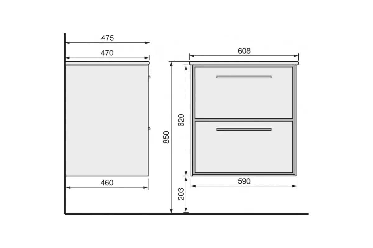 Тумба с раковиной подвесная Raval Frame 60.Белая/Дуб сонома + рак. Quadro 60 F01 QDR60SLWB01