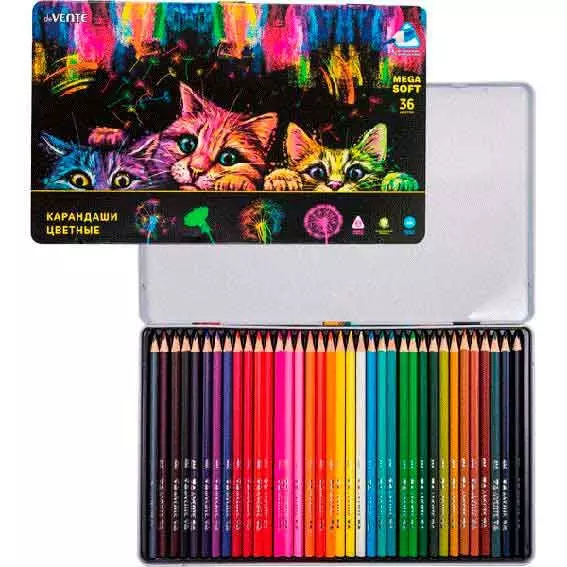 Цветные карандаши deVENTE Ultra 4М 36 цветов, 4М, грифелm 3 мм, в металлической коробке, 5025340