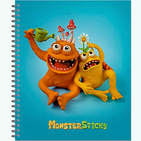 Тетрадь 96 листов в клетку А5 MonsterSticky, металлический гребень 3104-96