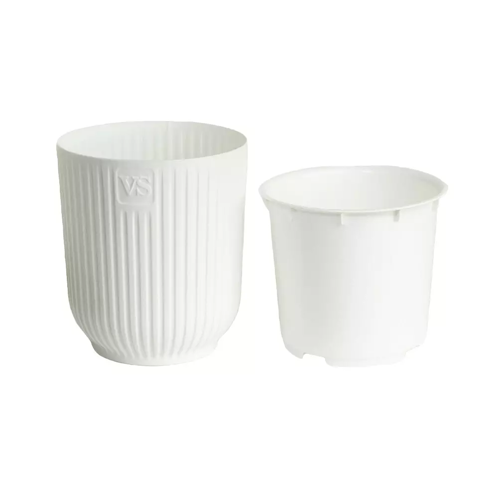 Горшок для цветов 1,6 л с фитильным поливом, D135 мм, дренаж, Эйва VipSet АМО-1,6-01 белый