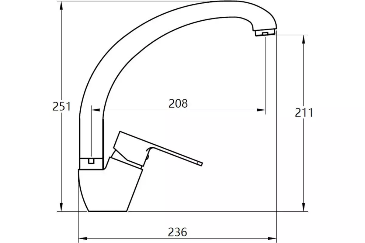 Смеситель для кухни, высокий излив, хром, VODA Drop DP 03, латунь