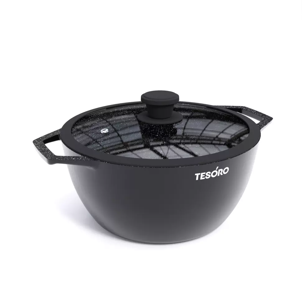 Кастрюля 3 л(d-22), литой алюминий, индукция, "Флоренс" черный Tesoro TF6630tdi