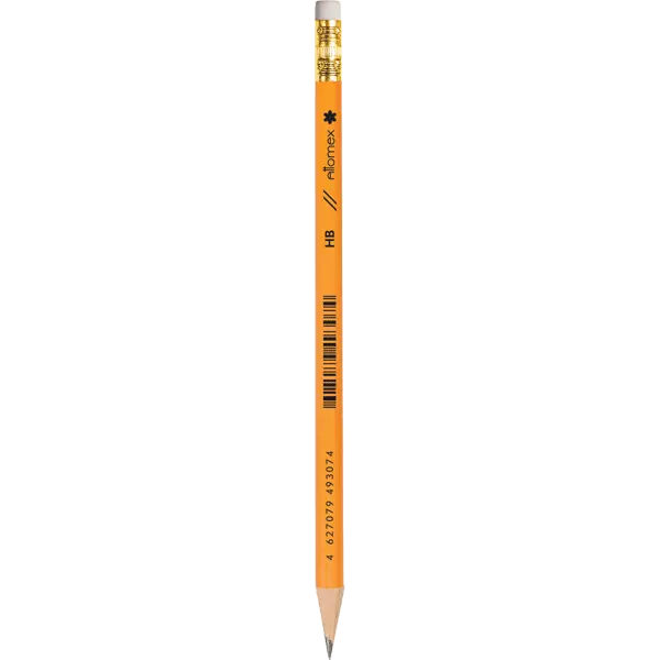 Простой карандаш Attomex HB, грифель 2 мм, круглый, с ластиком, заточенный