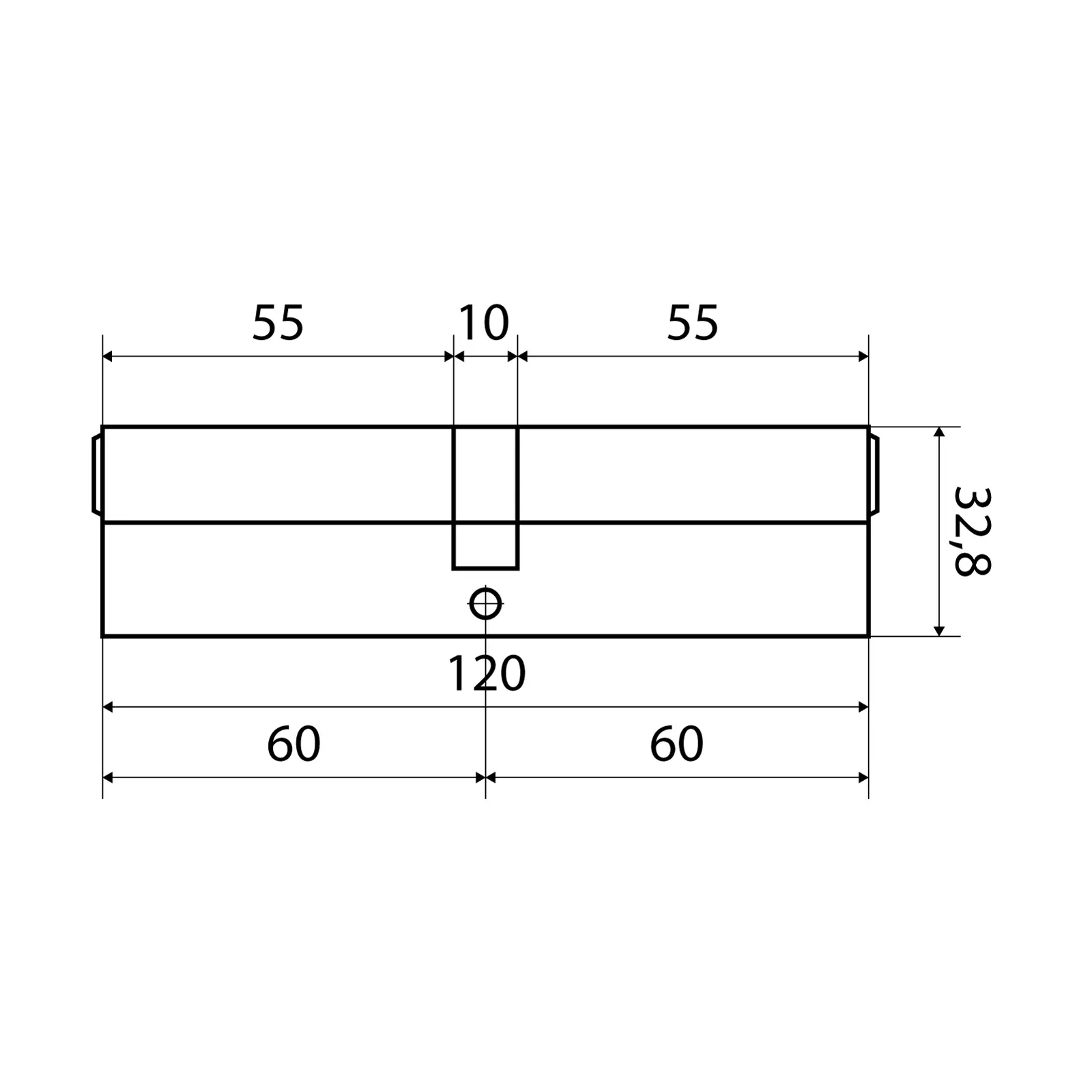 Цилиндровый механизм Стандарт 120 мм (60/60) SN мат.никель 5кл перф.ключ/ключ