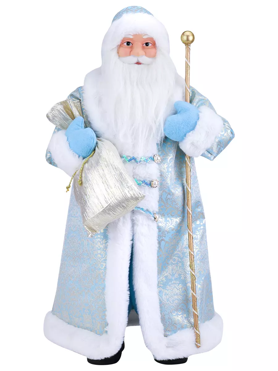 Сувенир Дед Мороз в голубой шубе с посохом, 45 см Т-5515