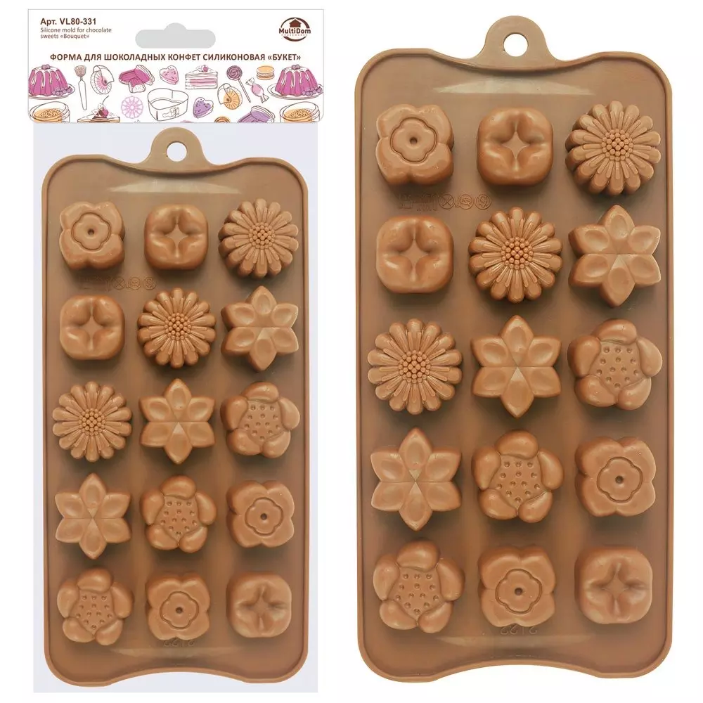 Форма для шоколадных конфет силиконовая "Букет", размер 22,5х10,7х1,5 см. VL80-331