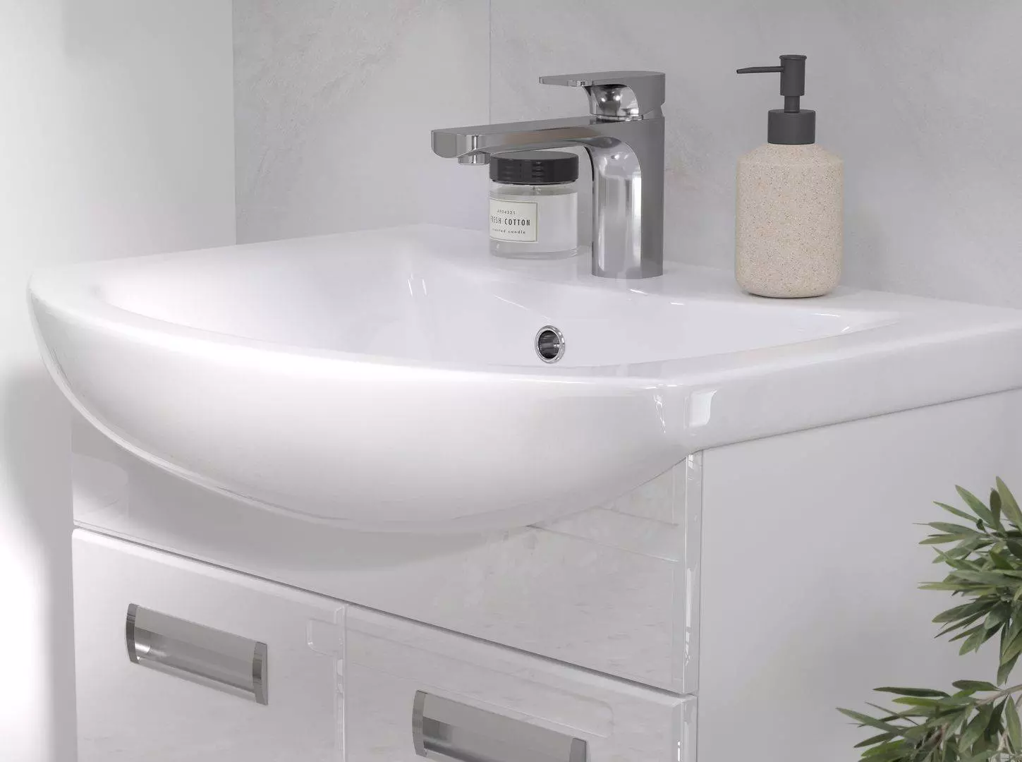 Тумба с раковиной напольная 60 см VOLNA Joli/Джоли Т6 белый с дверками + рак. Балтика 60, tnJOLI60.2D-01