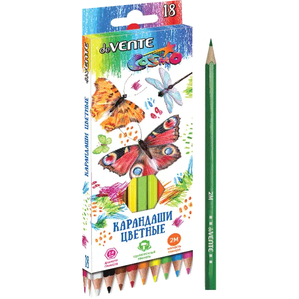 Цветные карандаши 18 цветов deVENTE. Cosmo 18 цветов 2М грифель 28 мм 5023303