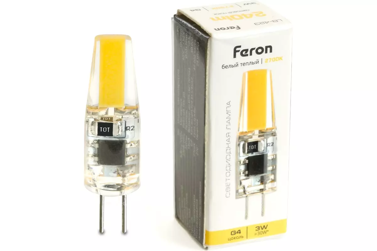 Светодиодная лампа G4 220В 3Вт 2700К капсула теплый свет FERON 51167