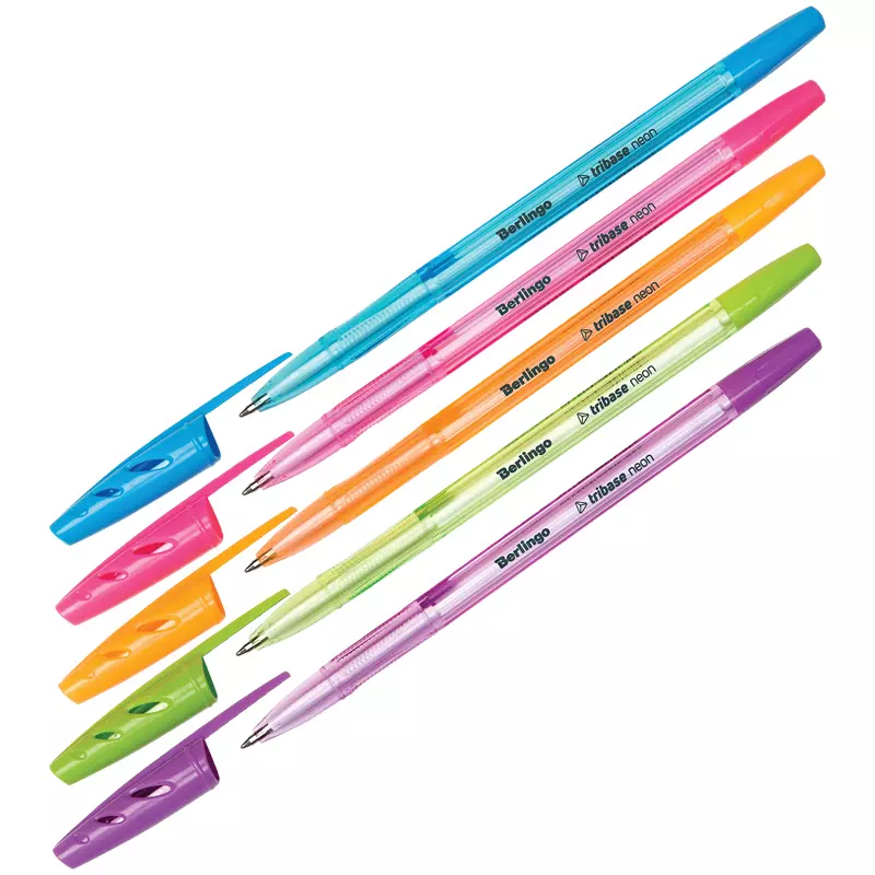 Ручка шариковая Berlingo &quot;Tribase Neon&quot; синяя, 0,7мм, корпус ассорти CBp_70932