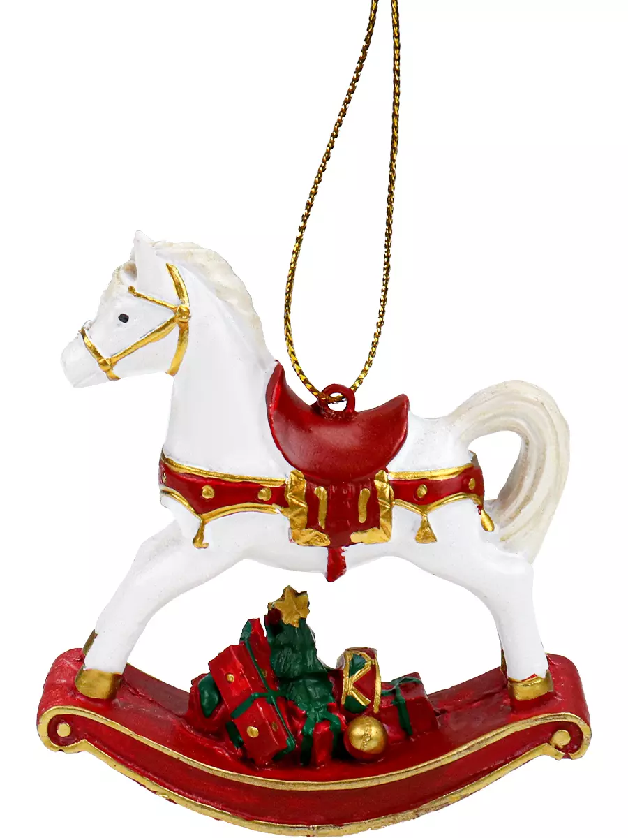 Елочное украшение из полирезины Лошадка назад в детство 8 см НУ-2504