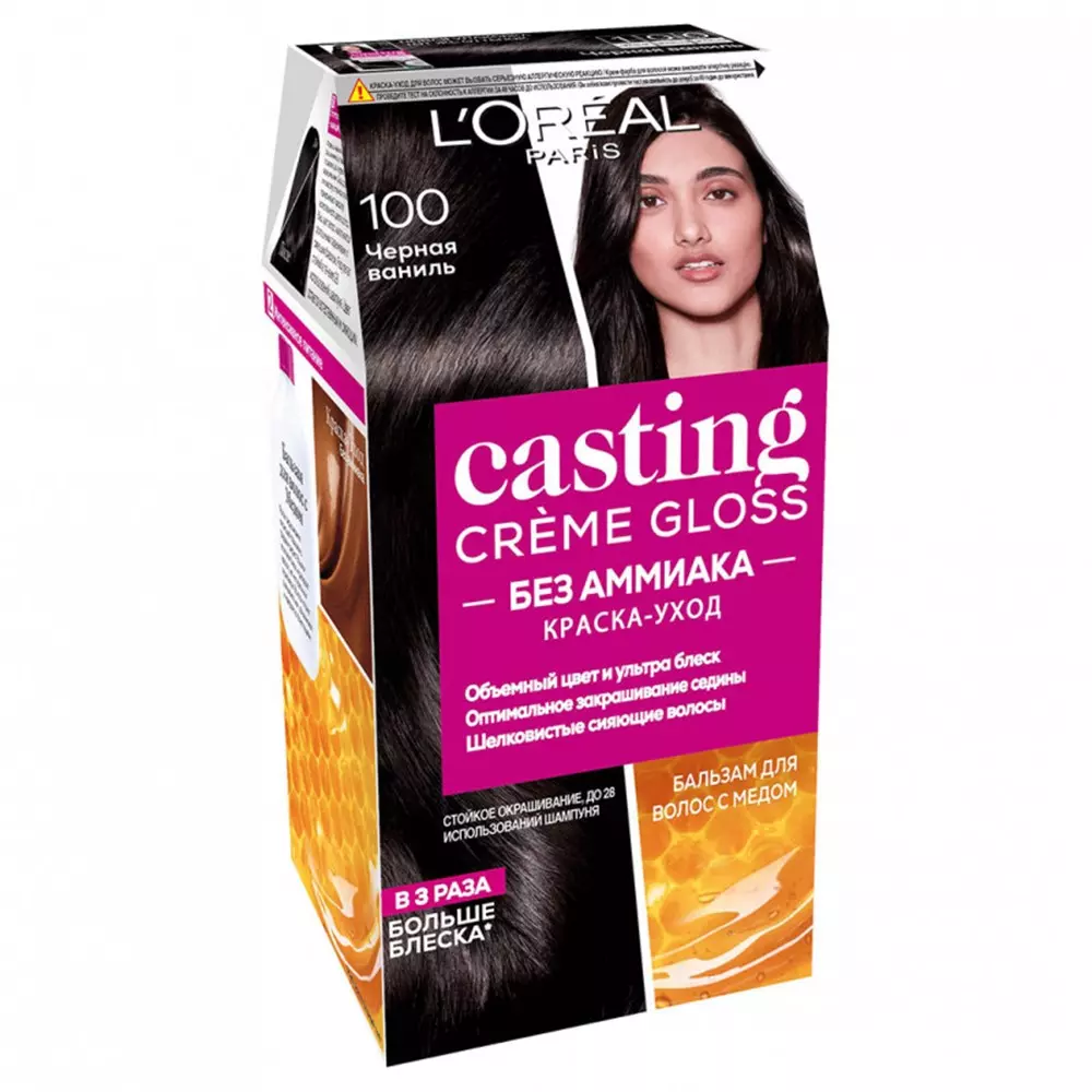 Краска для волос L'Oreal Casting Creme Gloss тон 100 черная ваниль, 180мл