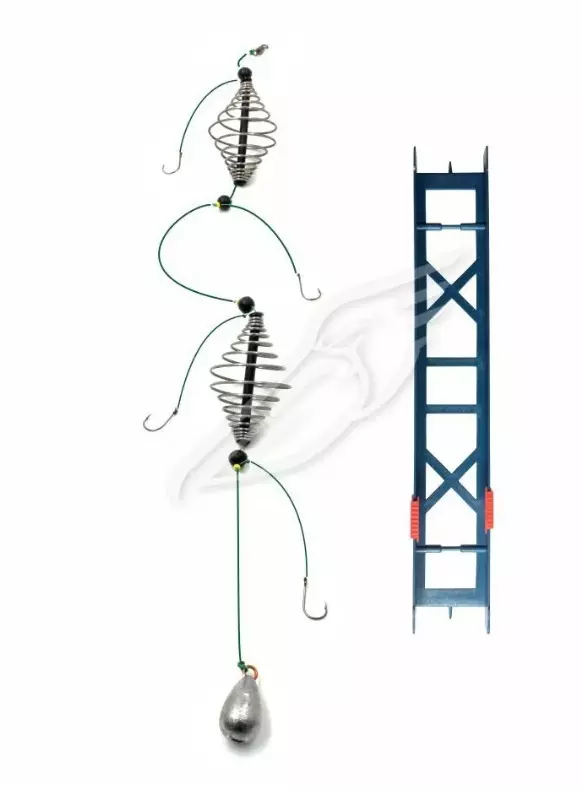 Оснастка фидерная Яман «Убийца карася №2», кормушка пружина 45 мм-2шт., груз 30г, плет.шнур