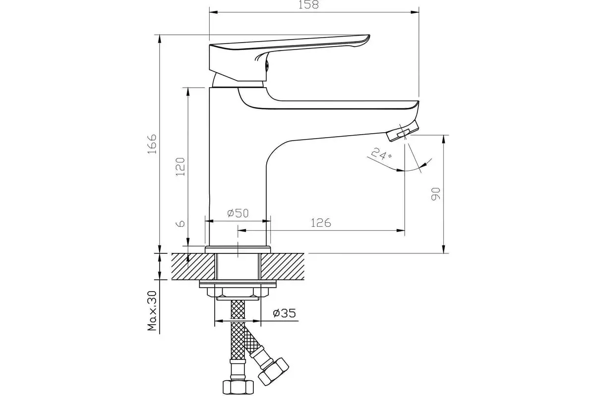 Смеситель для раковины, хром, ESKO Lagos LG 26, экосплав, классика