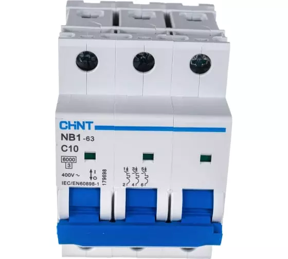 Автоматический выключатель CHINT 3п C 10А 6кА NB1-63 179698