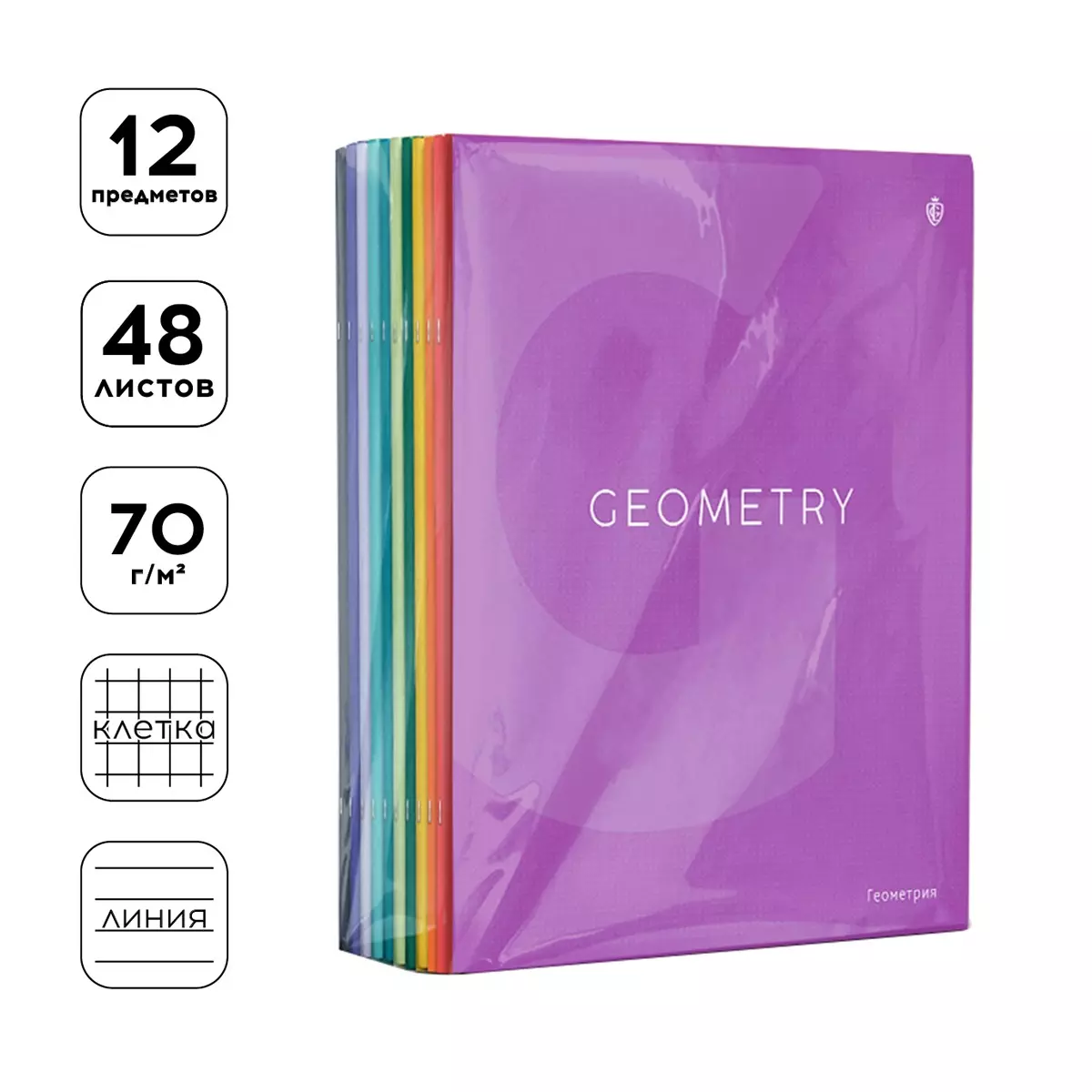 Комплект (12 шт) предметных тетрадей 48 листов &quot;Greenwich Line Color theory&quot; ламинация