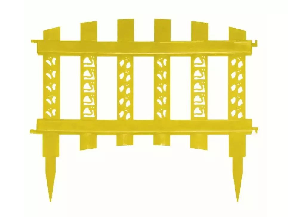 Забор декоративный пластик Палисадник желтый (длина-3,04 м, высота-24 см)