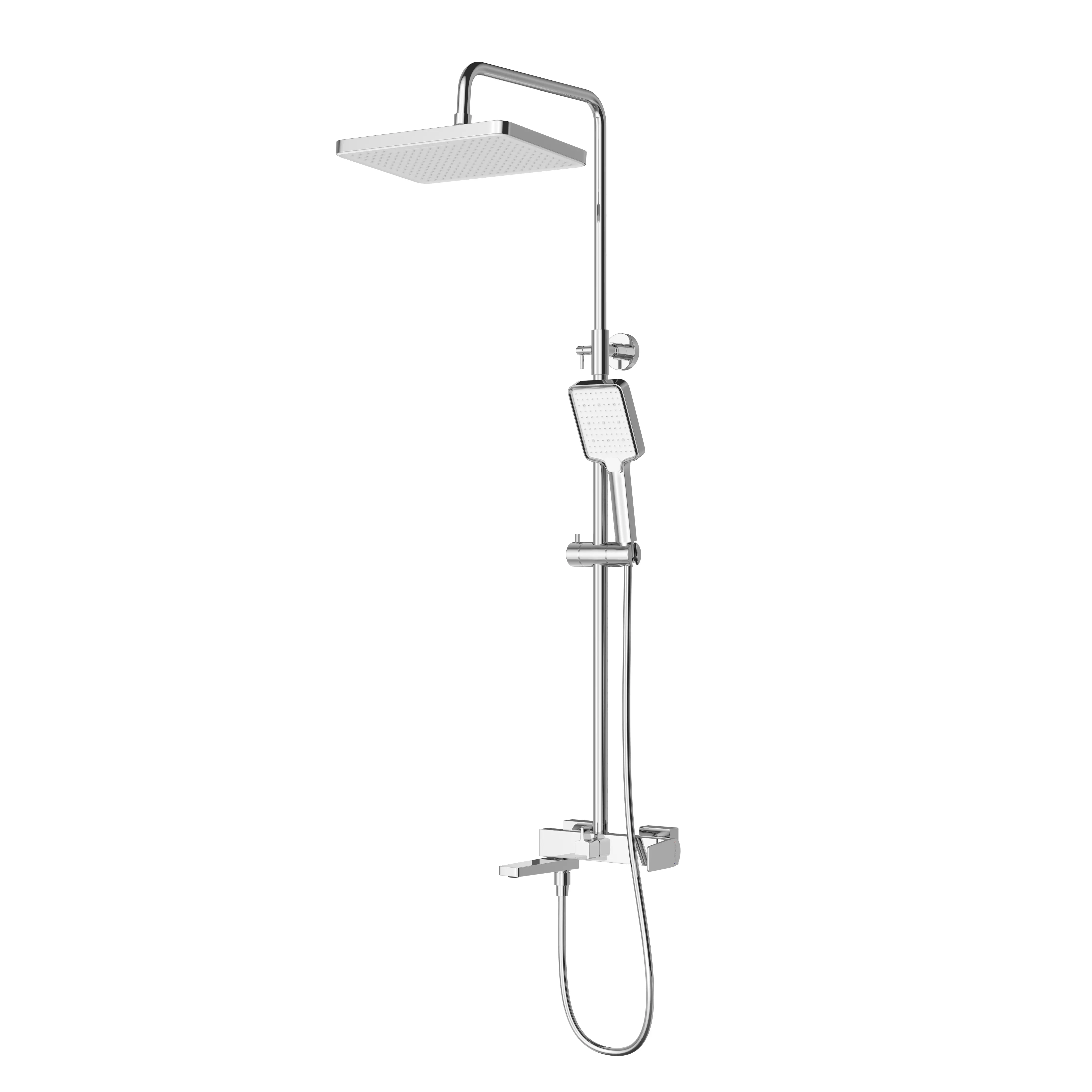 Душевая стойка, 2 лейки, хром BelBagno ARDENTE-VSCM-CRM со смесителем и изливом, прямоугольные лейки