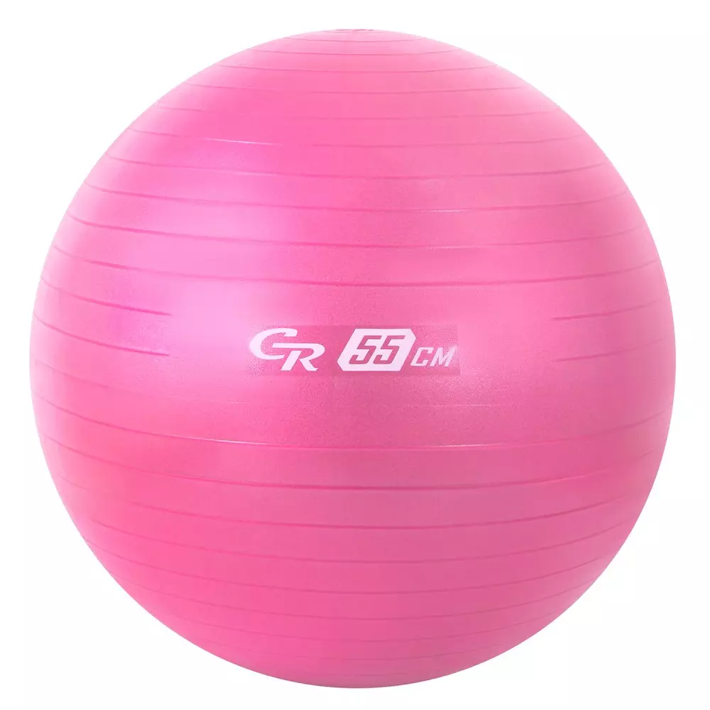 Мяч гимнастический 55 см ТМ &quot;CR&quot;, 1000 г, антивзрыв и насос, в мешке, розовый