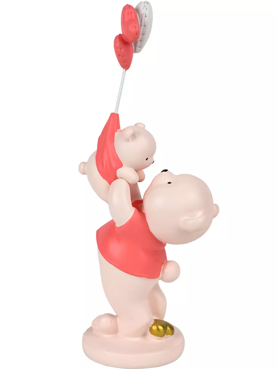 Фигура декоративная из полирезины. Медвежата с шариками, красная,10*10*38см Т-7671