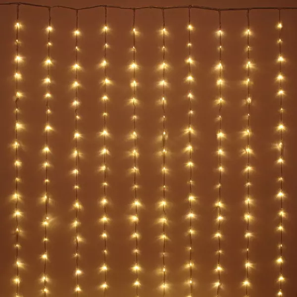 Гирлянда ЗАНАВЕС Водопад ш1,5* в2,5 м 240 ламп LED, прозрач.пров, 8 реж, IP-20, Теп бел