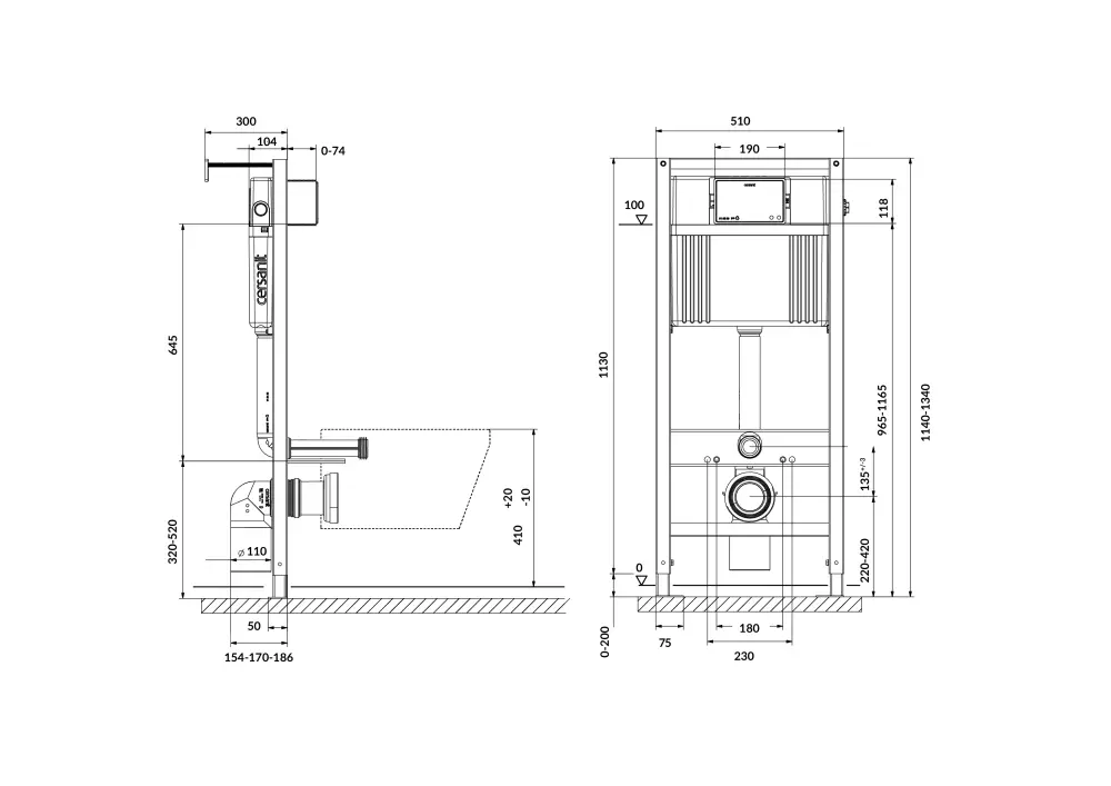 Инсталляция для унитаза Cersanit AQUA PRIME P 50Z пневматическая оцинкованная. 63476