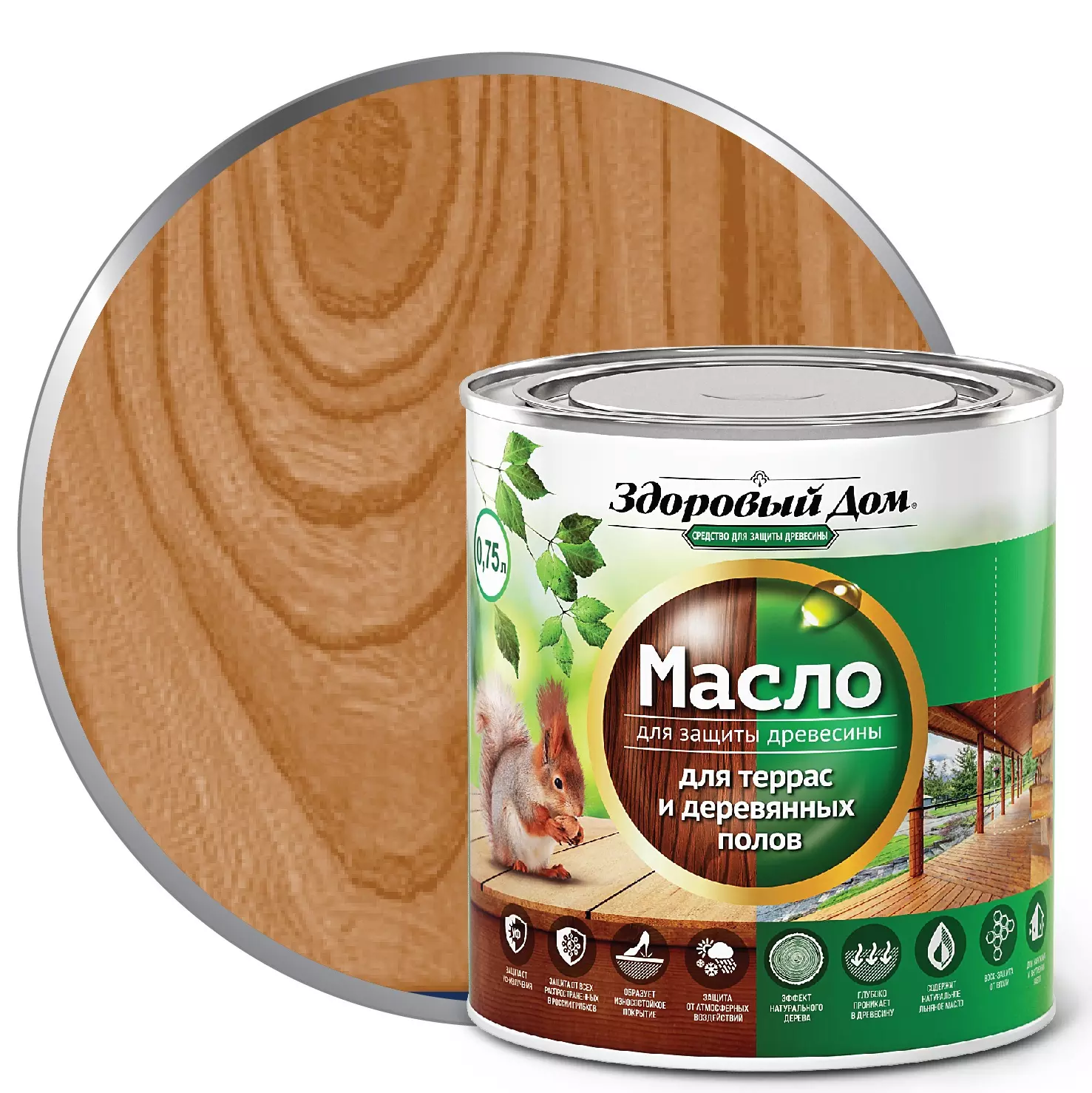 Масло для террас Здоровый Дом тик 0,75 л