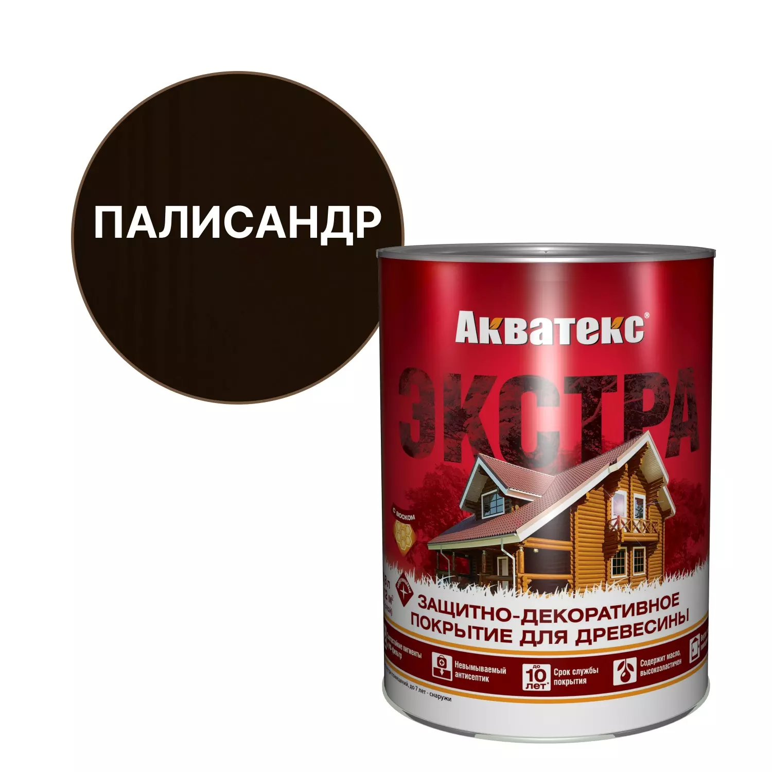 Антисептик декоративный для дерева Акватекс Экстра палисандр 0,8 л