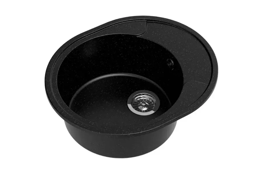 Кварцевая мойка для кухни 57х48х19 см Reflexion Allonge RF0658BL черный, овальная с крылом