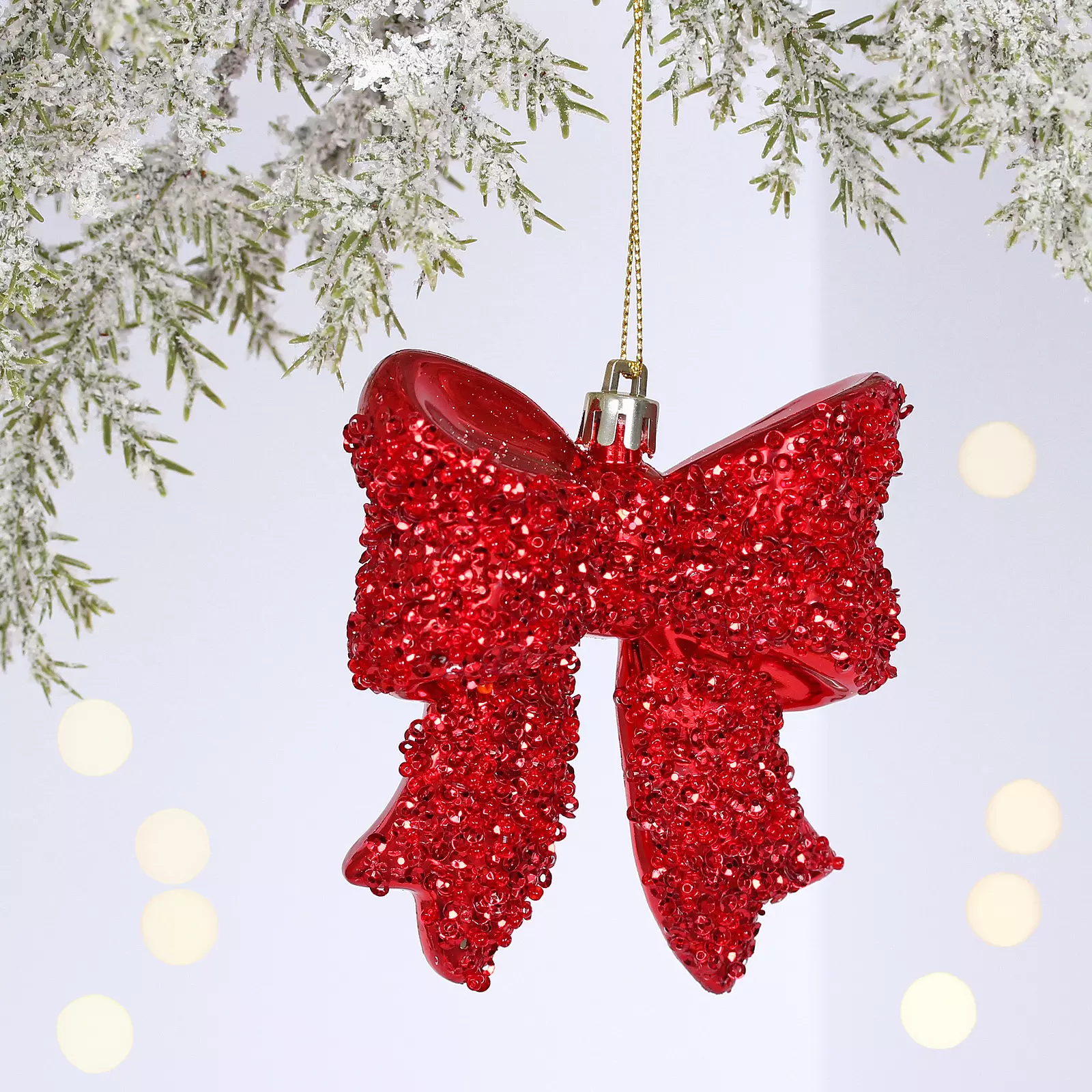 Елочная игрушка Бант 8,5х3х9 см красный 201-4686