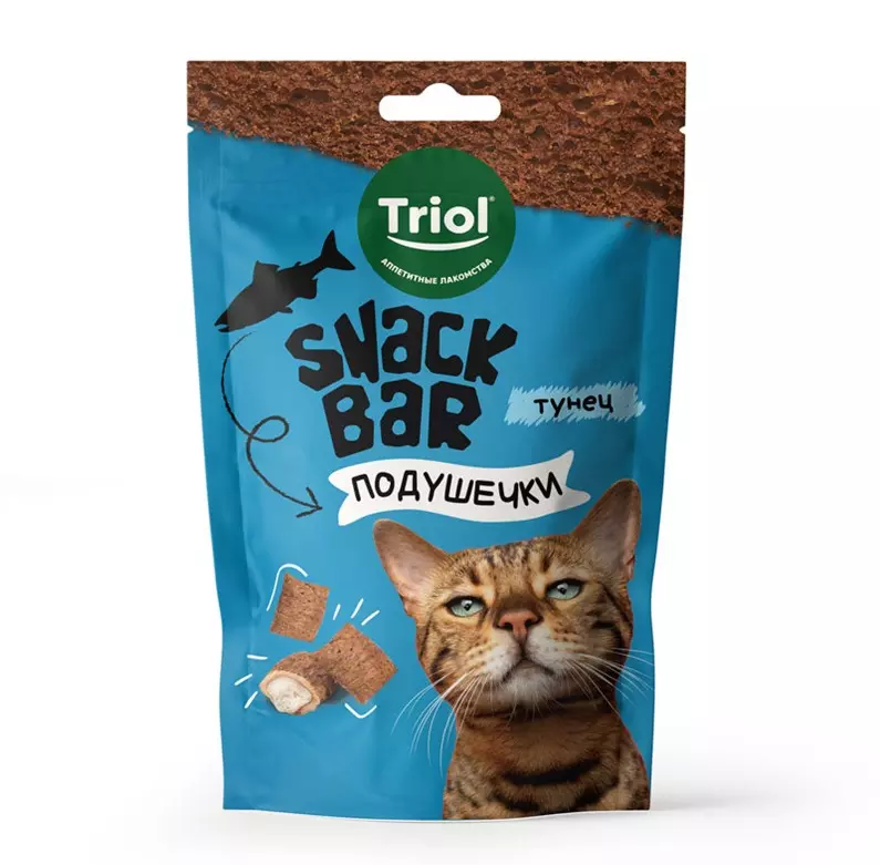 Лакомство для кошек Мини-подушечки с тунцом 30г Triol SNACK BAR