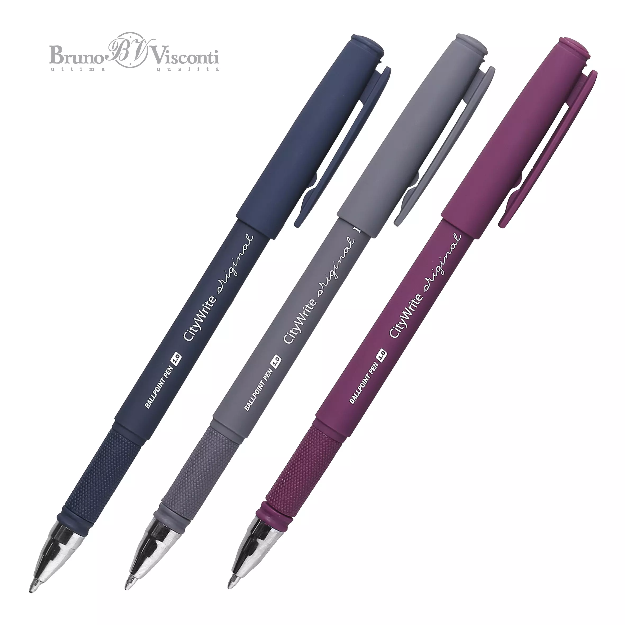 Шариковая ручка BrunoVisconti CityWrite ORIGINAL, 1.0 мм, синяя (3 цвета корпуса)