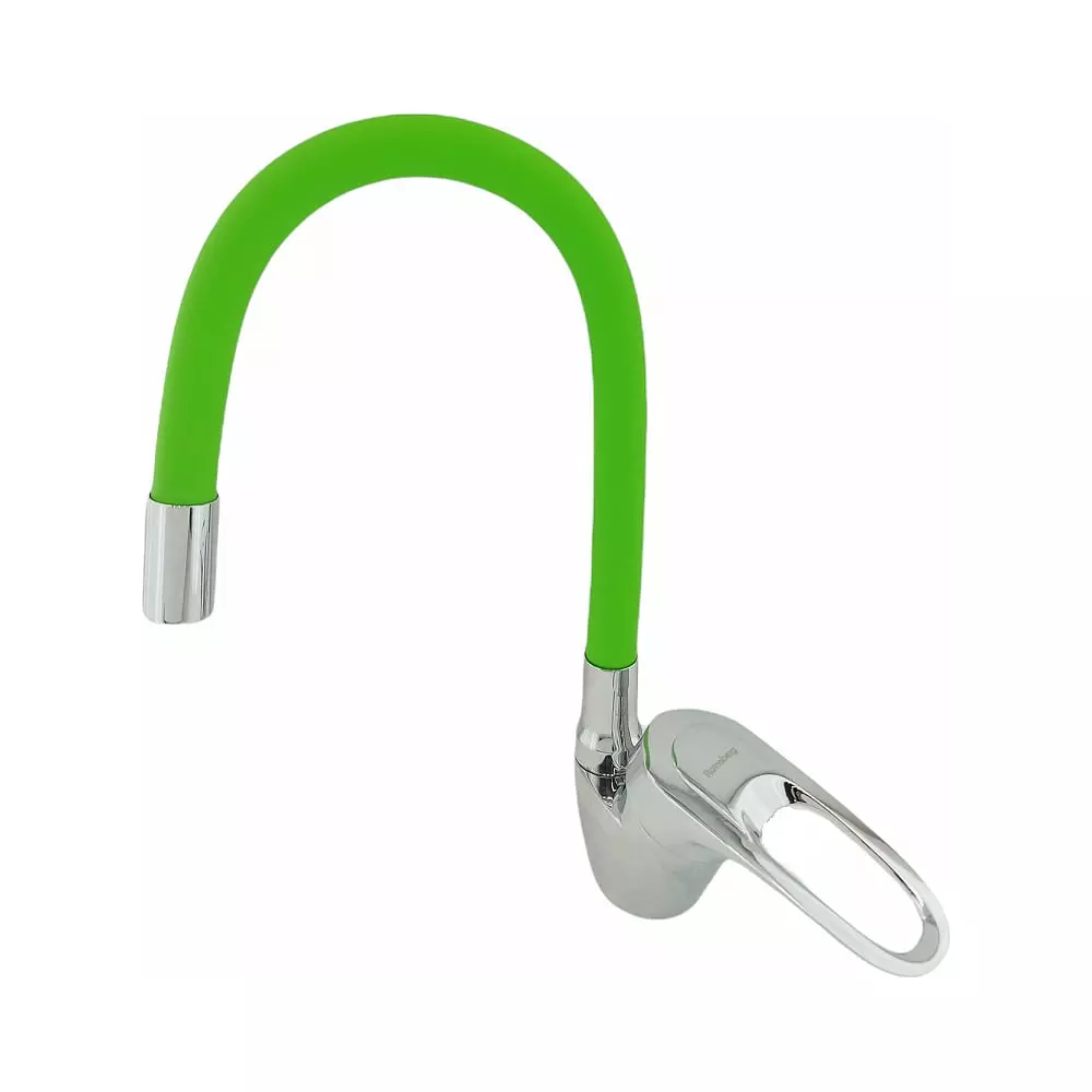 Смеситель для кухни, гибкий излив, зеленый/хром, R3193F-7 Rainsberg, силумин