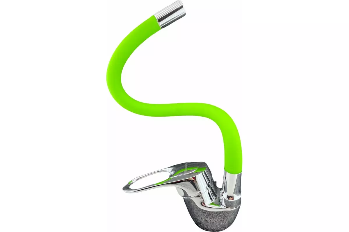 Смеситель для кухни, гибкий излив, зеленый/хром, R3193F-7 Rainsberg, силумин