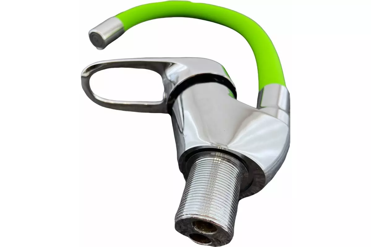 Смеситель для кухни, гибкий излив, зеленый/хром, R3193F-7 Rainsberg, силумин