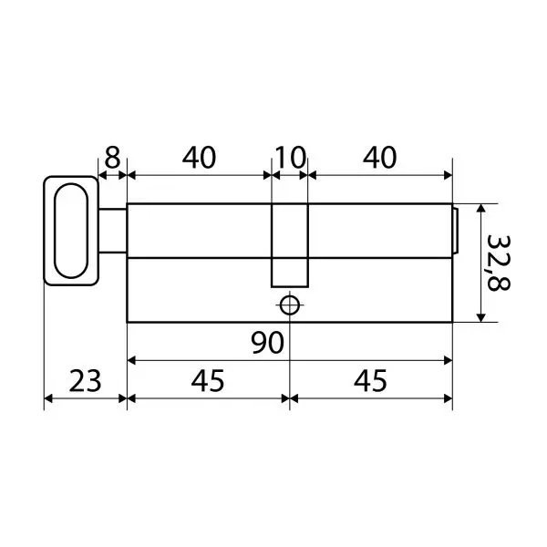 Цилиндровый механизм Стандарт 90 мм (45х45В) SB 5кл мат.золото перф.ключ/верт.