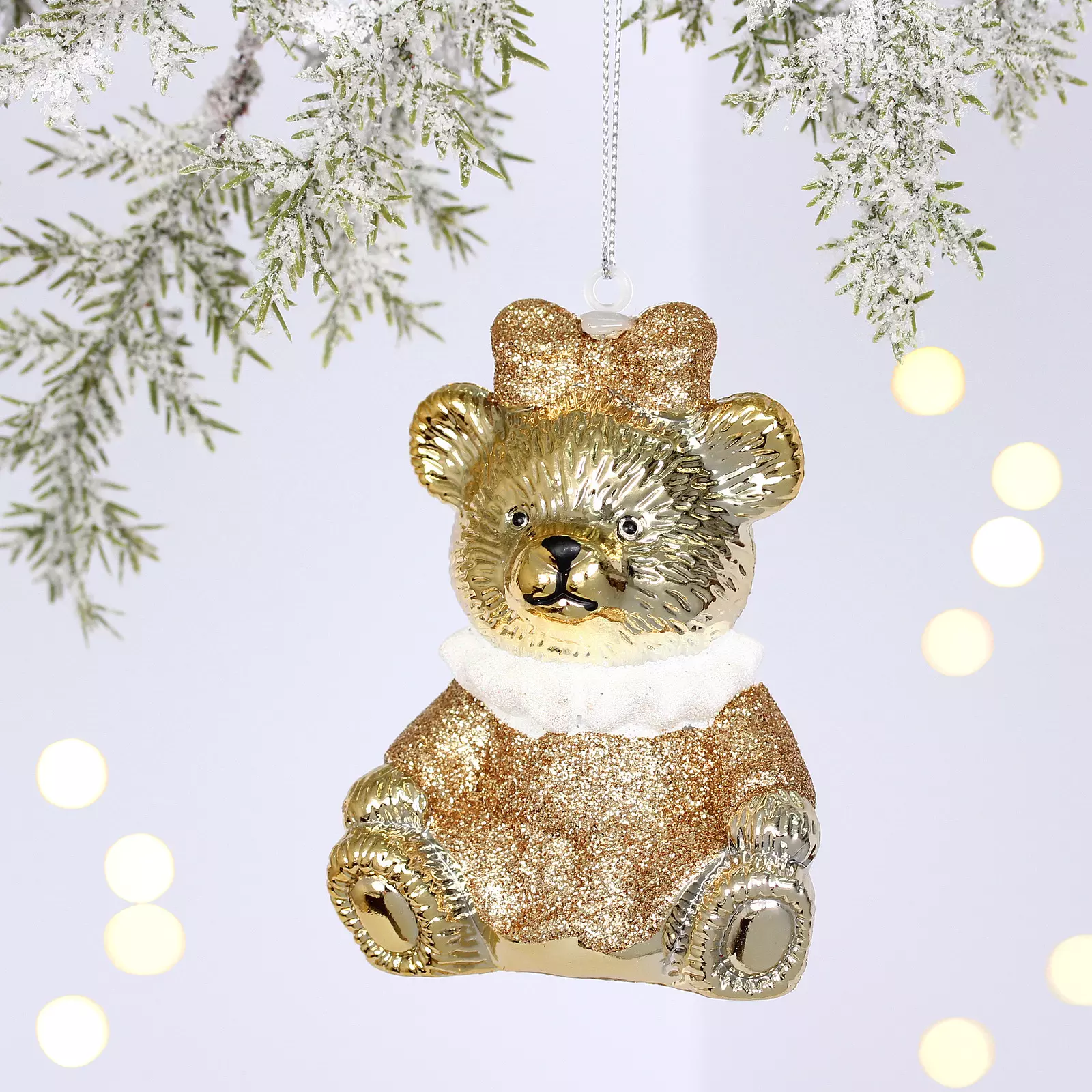 Елочная игрушка Милая медведица 7,5х6х9,5 см шампань 916-1668