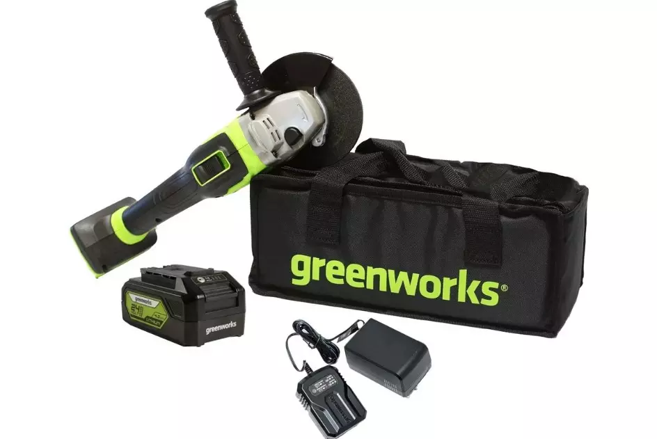 Болгарка аккумуляторная бесщеточная 125мм Greenworks 24V 1хАКБ 4 Ач и ЗУ