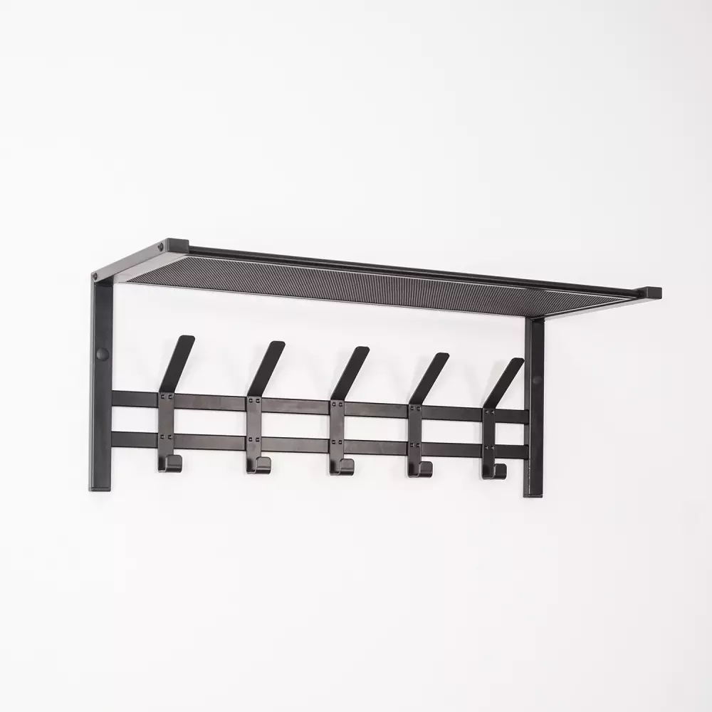 Вешалка настенная для одежды 5 крючков 270х670х270 мм с полкой,крепеж в компл."Торонто 21"ЗМИ черный