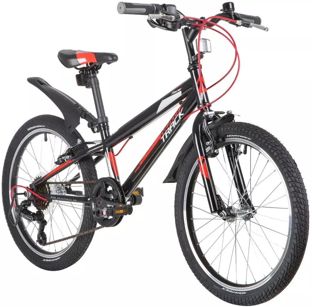 Велосипед NOVATRACK 20 RACER, черный, сталь, 6 скор., Microshift TS38-6/Shimano, V-Brake