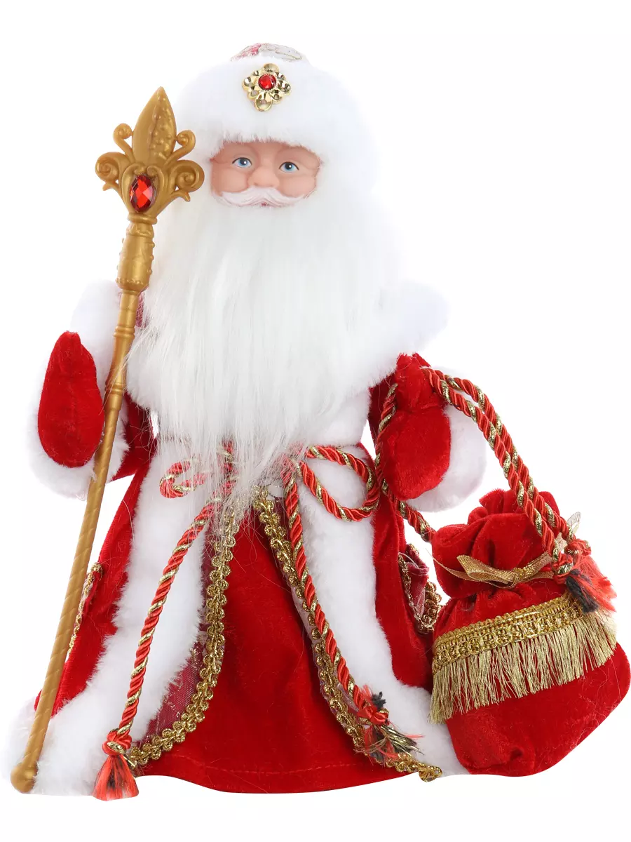 Сувенир музыкальный Дед Мороз в красной шубе, с мешком подарков, с мелодией, 30 см Т-5549