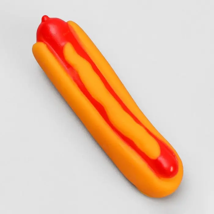Игрушка-пищалка для собак, Хотдог, резиновая 13,5 см 157504